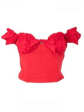 I am Gia Red Off-Shoulder Bow Bustier Top Naomi top
